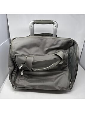 Silver Nylon Tumi Rolling Cary On Duffle Bag Luggage w/ Retractable Handle